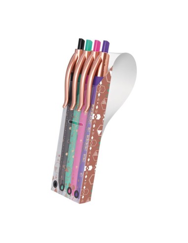 ESTUCHE 4 BOLIGRAFOS COLORES COPPER MILAN