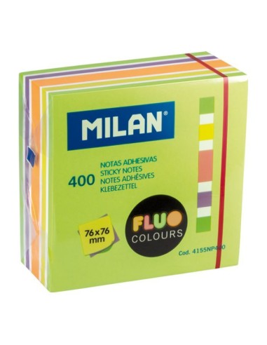 CUBO 400 NOTAS ADHESIVAS 76X76 COLORES VERDE. MILAN