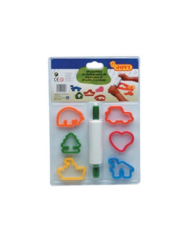 JUEGO JOVI RODILLO PARA PLASTILINA + 6 MOLDES. SURTIDO FORMA