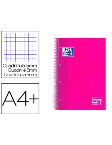 CUADERNO OXFORD EBK1 A4+ 80H 90GR 5x5 FUCSIA