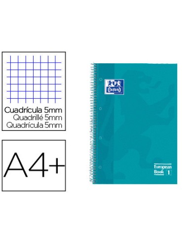 CUADERNO OXFOFORD EBK1 A4+ 80H 90GR 5x5 AQUA