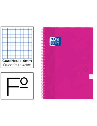 CUADERNO OXFORD 80H 90GR 4x4 FÚCSIA SOFT TOUCH