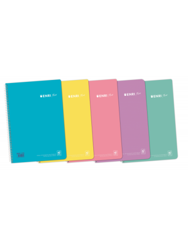 LIBRETA ENRI PLUS ESPIRAL 90GR 80H Fº 4x4 PP PASTEL