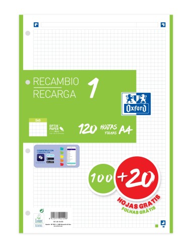 RECAMBIO 120H A4 COLOR VERD OXFORD