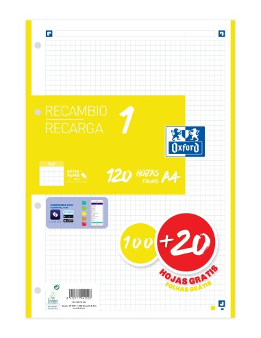 RECAMBIO 120H A4 COLOR AMARILLO OXFORD