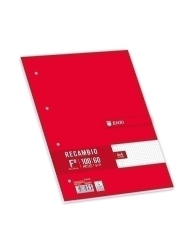 RECAMBIO ENRI FOLIO 60GR BLANCO LISO 4 AGUJEROS 100H