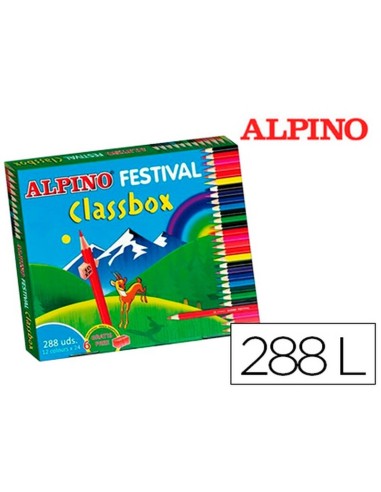 LÁPICES DE COLORES ESCOLARES ALPINO FESTIVAL, CAJA DE 288UD.