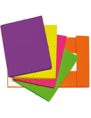 CARPETA CON GOMAS 3 SOLAPAS TAPA DURA Fº FLUOR GRAFOPLÁS