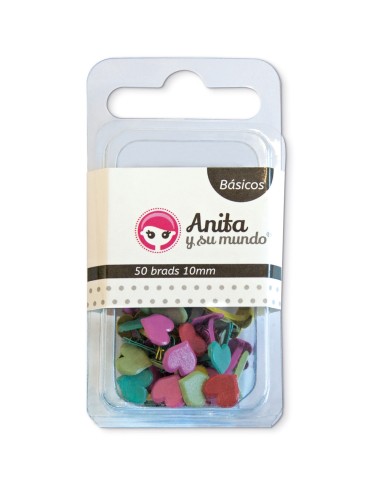 PACK 50 BRADS CORAZONES COLORES "ANITA Y SU MUNDO"