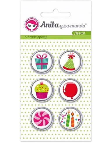 PACK 6 BRADS EPOXY FIESTA! "ANITA Y SU MUNDO"