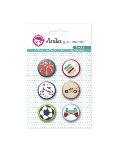 PACK 6 CHAPAS ADHESIVAS JUEGOS "ANITA Y SU MUNDO"*LIQUIDACIÓ