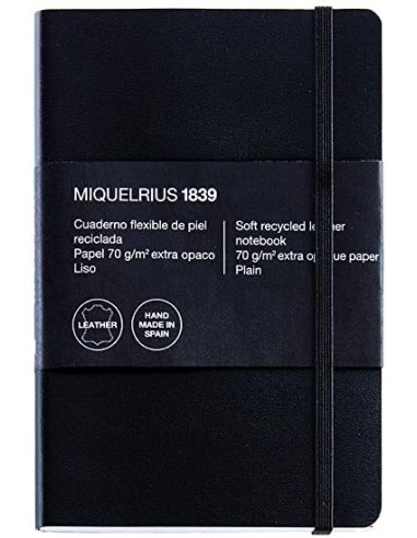 CUADERNO PIEL NEGRO CON ÍNDICE CUADRÍCULA 8º 600H 70GR