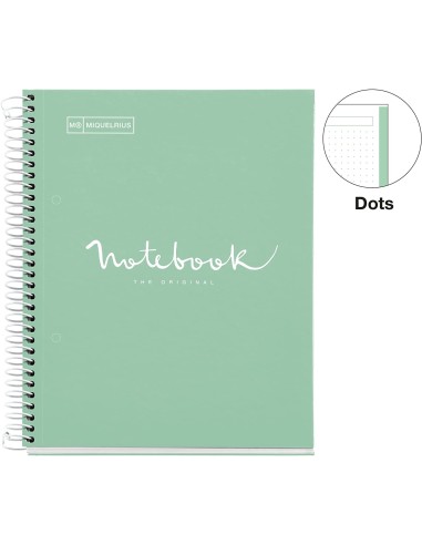 LIBRETA NOTEBOOK DIN A5 80H 90G DOTS VERDE MIQUELRIUS