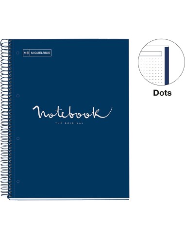 LIBRETA EMOTIONS A4 90HOJAS DOTS 90GR AZUL MARINO MIQUELRIUS