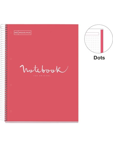 LIBRETA EMOTIONS MIQUELRIUS A4 90 HOJAS DOTS 90GR CORAL