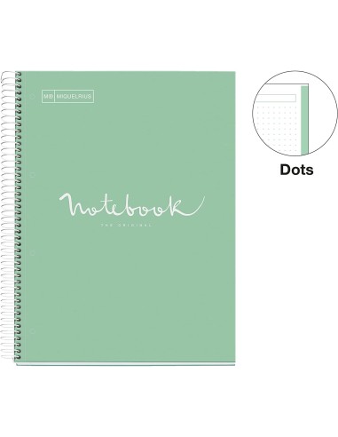 LIBRETA EMOTIONS MIQUELRIUS A4 90 HOJAS DOTS 90GR MENTA