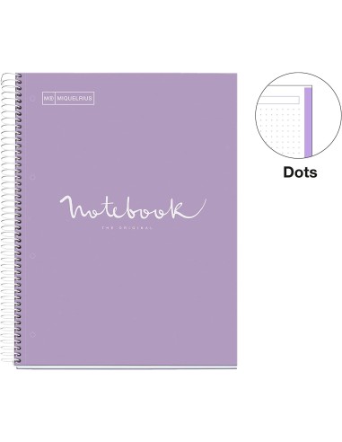 LIBRETA EMOTIONS MIQUELRIUS A4 90 HOJAS DOTS 90GR LAVANDA