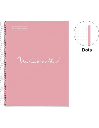 LIBRETA EMOTIONS A4 80 HOJAS DOTS 90GR ROSA MIQUELRIUS