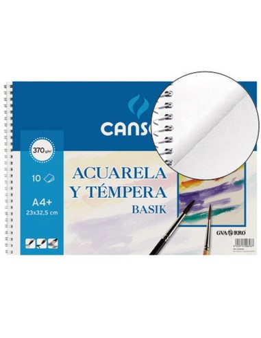 BLOC ACUARELA BASIK GUARRO 370GR 10H A4+. CANSON