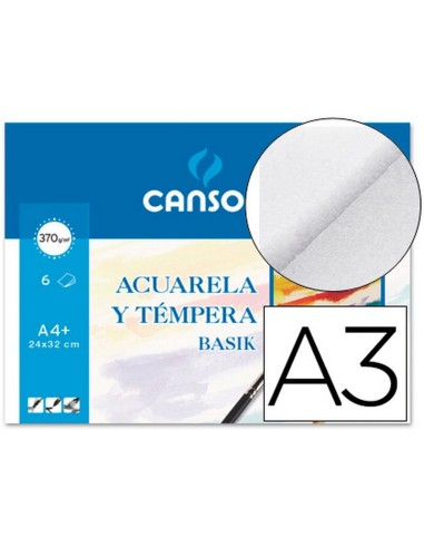 PAPEL ACUARELA BASIK CANSON A3 370GR PACK 6H