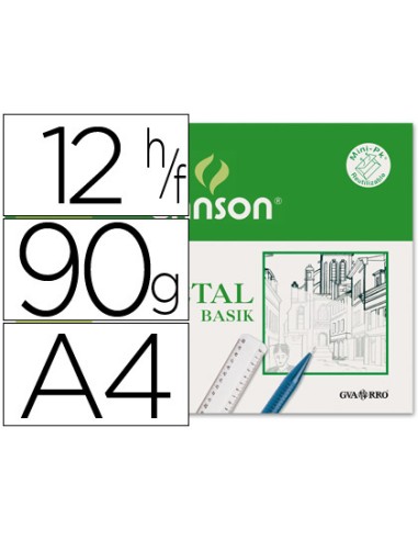 PAPEL VEGETAL 95G DIN A4 12 HOJAS CANSON