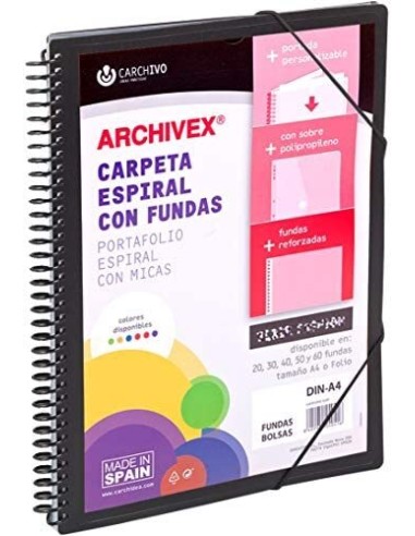 CARPETA 30 FUNDAS CARCHIVO PERSONALIZABLE NEGRA