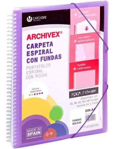 CARPETA 40 FUNDAS CARCHIVO PERSONALIZABLE VIOLETA