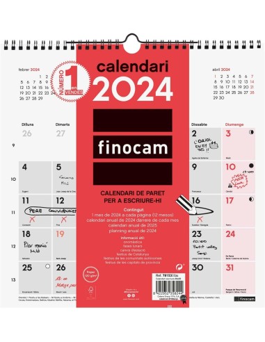 CALENDARIO PARED ESCRIBIR 30x30 2024 CAT FINOCAM **LIQUIDACI