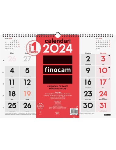 CALENDARIO PARED Nº GRANDES L 430x310 2024 CAT FINOCAM *LIQU