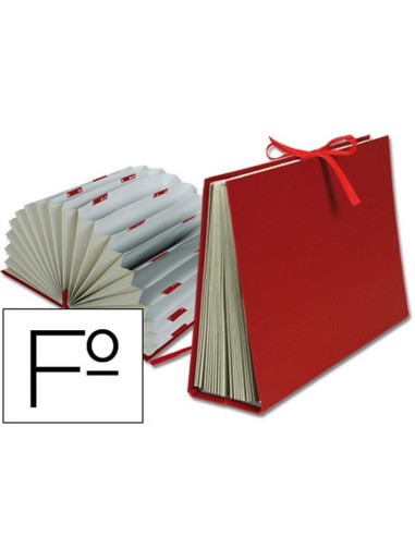 CARPETA ACORDEÓN CARTÓN FORRADO FOLIO BURDEOS LIDERPAPEL