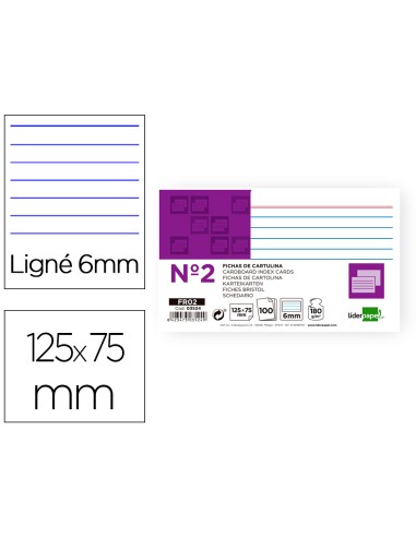 FICHAS RALLADAS 125x75MM Nº2 180GR P.100 LIDERPAPEL