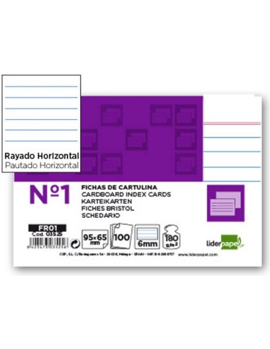 FICHA LIDERPAPEL RAYADA Nº1 65X95MM