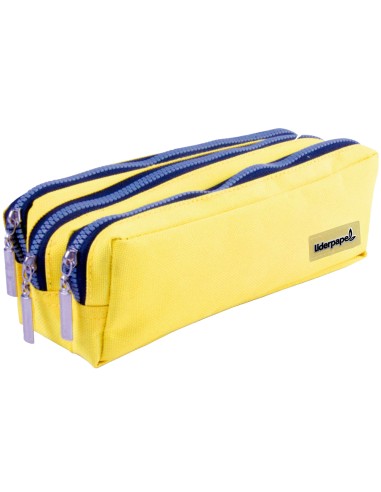 ESTUCHE PORTATOTDO 3 CREMALLERAS AMARILLO LIDERPAPEL