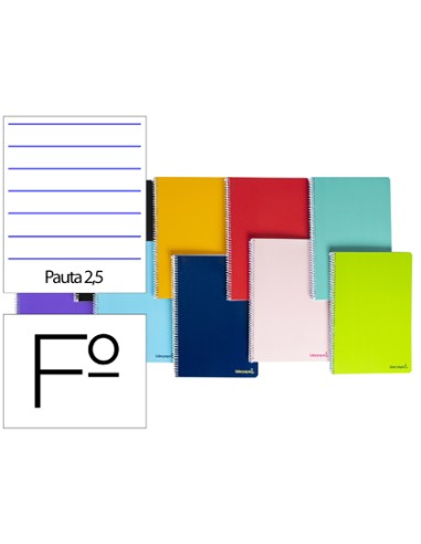 LIBRETA ESPIRAL LIDERPAPEL FOLIO PAUTA 2,5MM