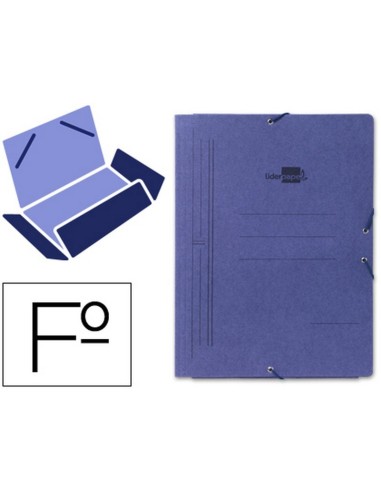 CARPETA GOMAS LIDERPAPEL 3 SOLAPAS AZUL