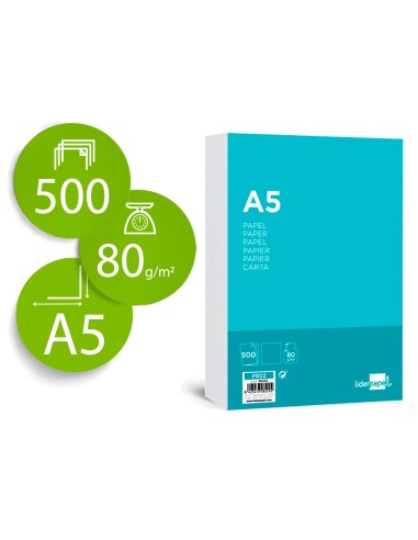 PAPEL LIDERPAPEL A5 80G/M2 BLANCO P.500