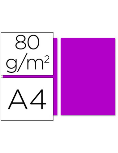 PAPEL COLOR FUCSIA DIN A4 80GR 100H LIDERPAPEL