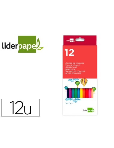 LÁPICES DE COLORES LIDERPAPEL, CAJA DE 12 COLORES.