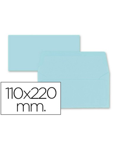 SOBRE LIDERPAPEL AZUL CELESTE 110x220mm. 80GR. 9UDS