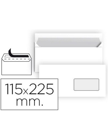 SOBRE LIDERPAPEL BLANCO 115x225mm. VENTANA DERECHA. 25UDS.