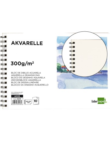 BLOC DIBUJO A4 ACUARELABLE 300GR LIDERPAPEL