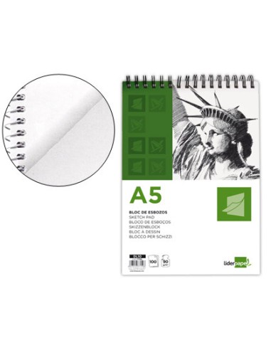 BLOC DIBUJO BOCETOS A5 90GR LIDERPAPEL 100H. 90G