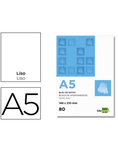 BLOC NOTAS LISO A5 80H 60G LIDERPAPEL