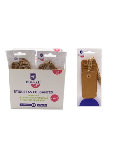 ETIQUETAS COLGANTES KRAFT 4.5x8.5CM. PACK 6UD. BISMARK