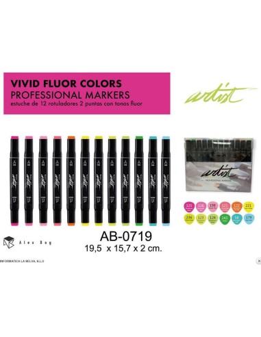 ROTULADOR ARTIST DOBLE PUNTA COLORES FLUOR P.12