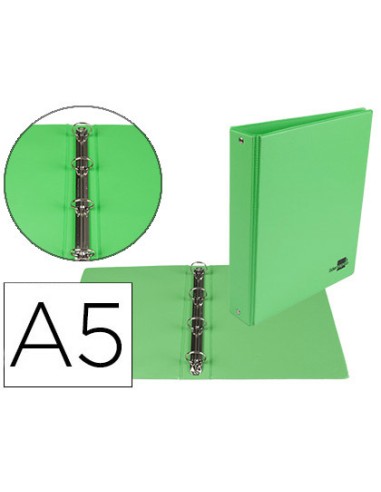 CARPETA 4 ANILLAS 25MM LIDERPAPEL DIN A5 PVC VERDE