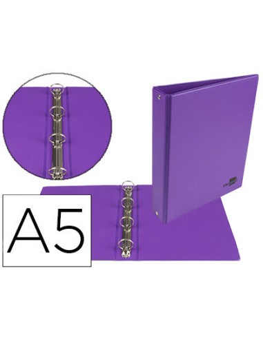 CARPETA 4 ANILLAS 25MM LIDERPAPEL DIN A5 PVC VIOLETA