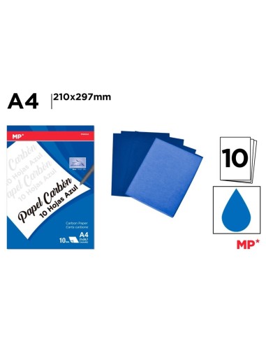 PAPEL CARBÓN AZUL 10 HOJAS MP