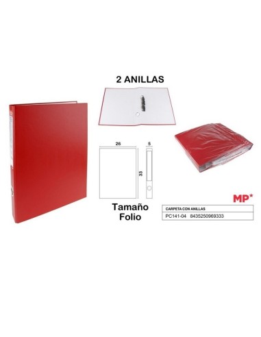 CARPETA 2 ANILLAS COLOR ROJO FOLIO MP