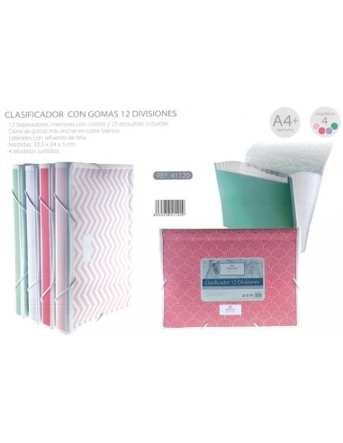 CARPETA ACORDEON 12 PESTAÑAS CON GOMAS NORTH GLACE